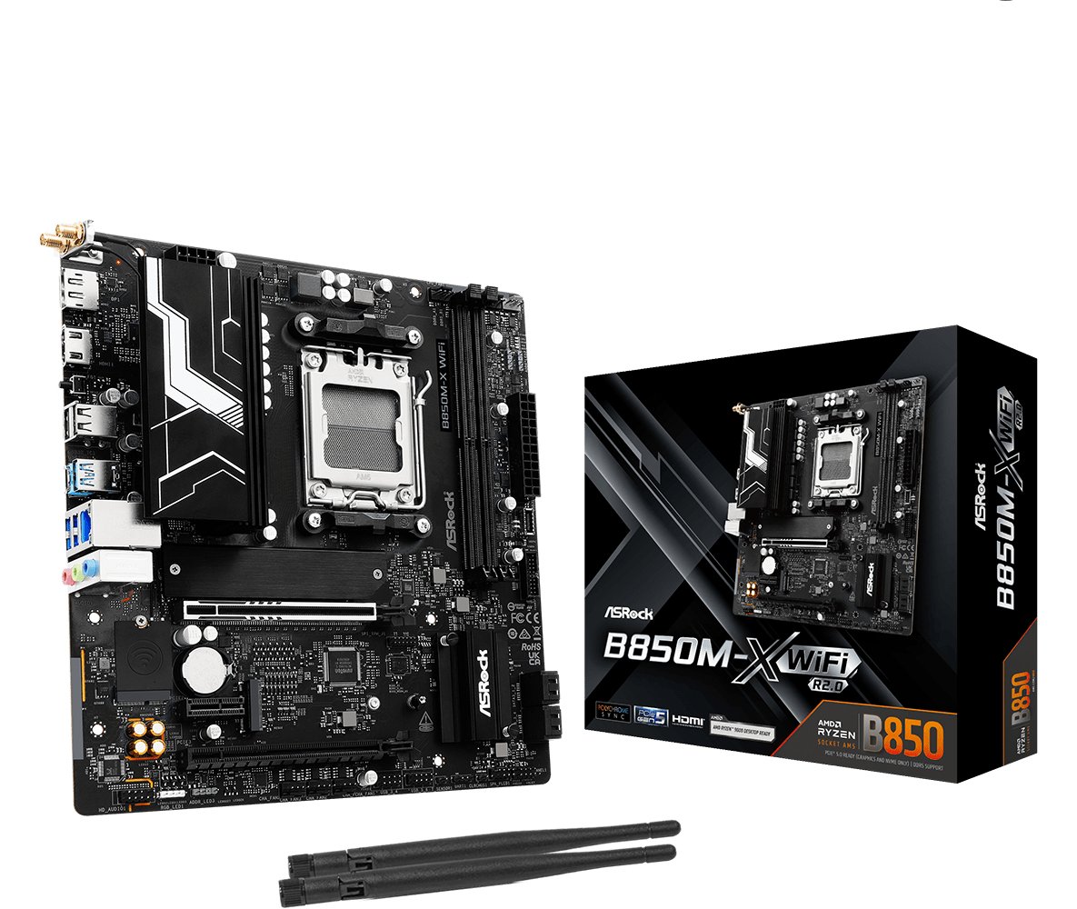 ASRock B850M-X WIFI R2.0 - Motherboard - micro ATX - Socket AM5 - AMD B850 Chipsatz - 2.5 Gigabit LAN, Wi-Fi, Bluetooth