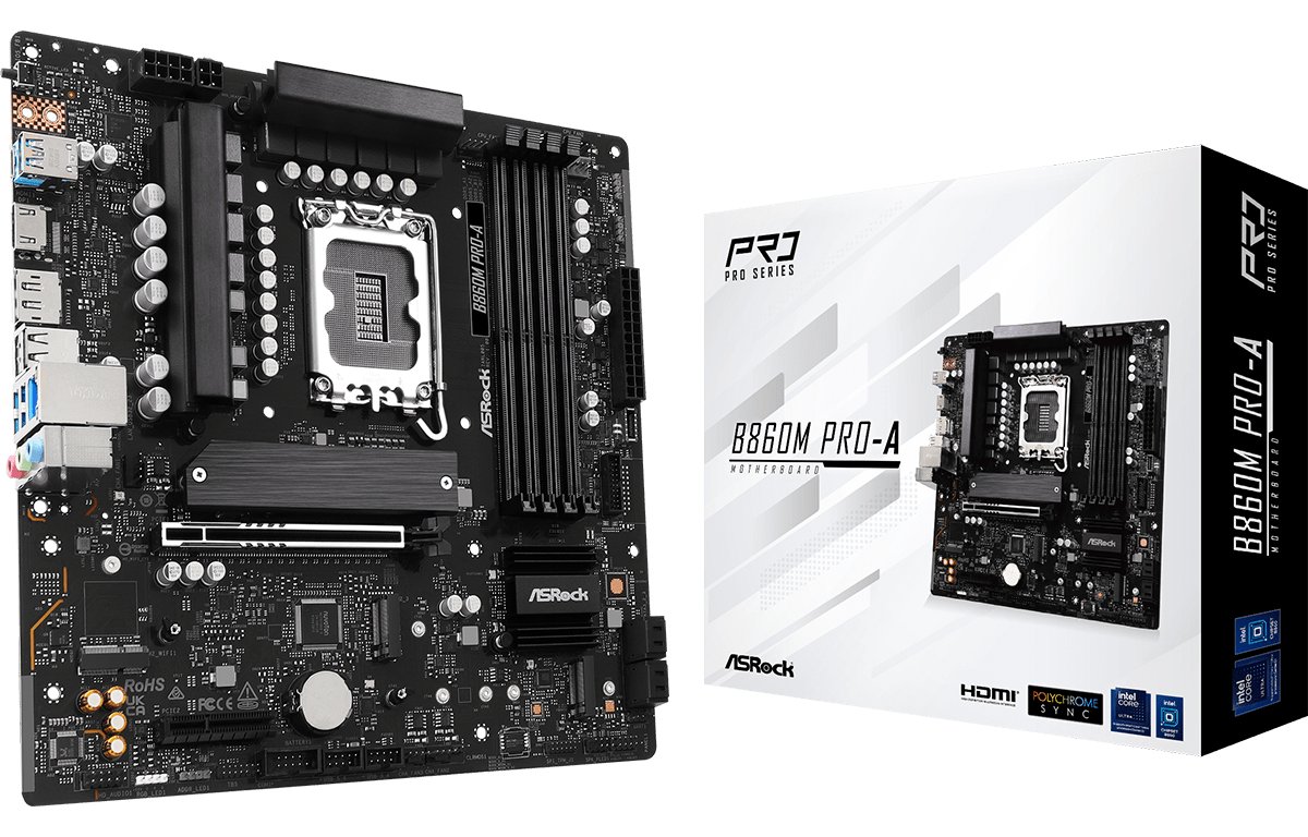 ASRock B860M Pro-A - Motherboard - micro ATX - LGA1851-Sockel - B860 Chipsatz - 2.5 Gigabit LAN, Bluetooth