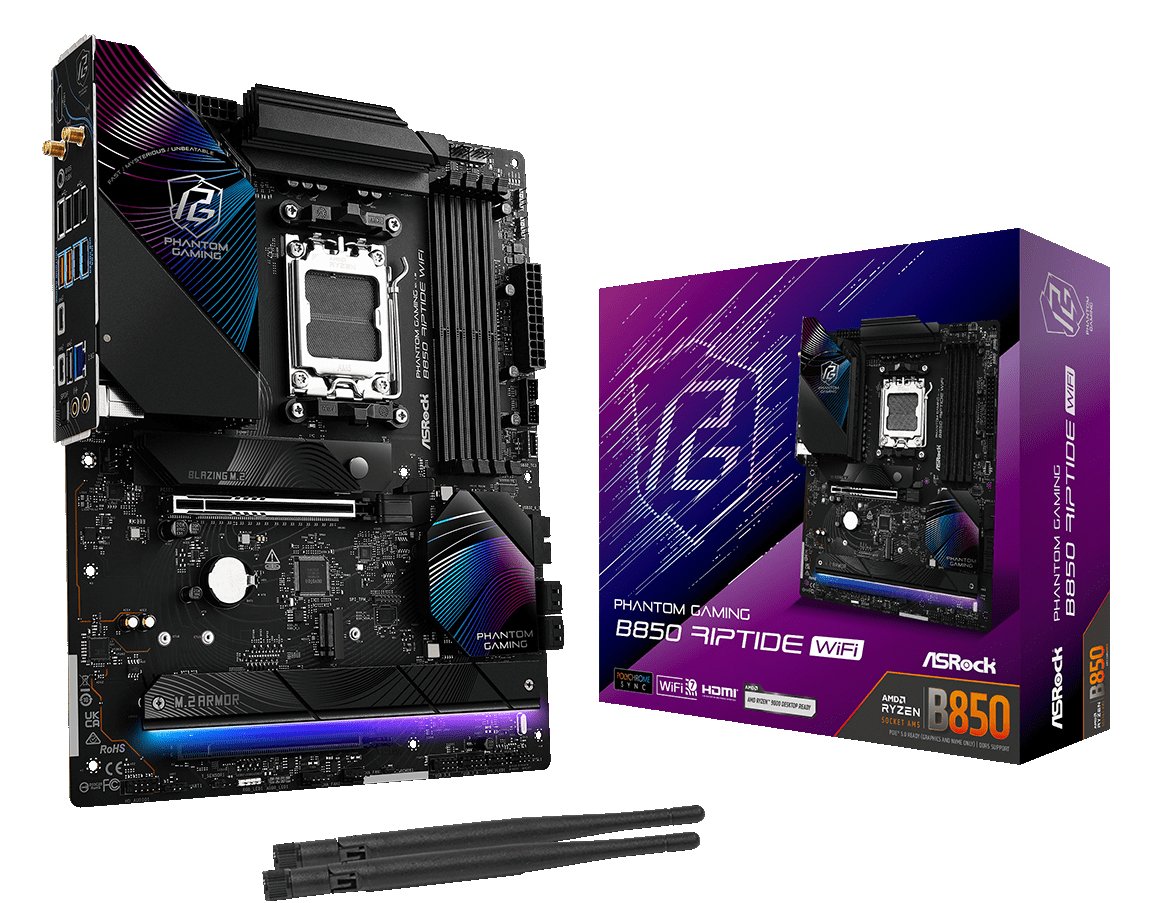ASRock Phantom Gaming B850 Riptide WiFi - Motherboard - ATX - Socket AM5 - AMD B850 Chipsatz - Wi-Fi 7, Bluetooth