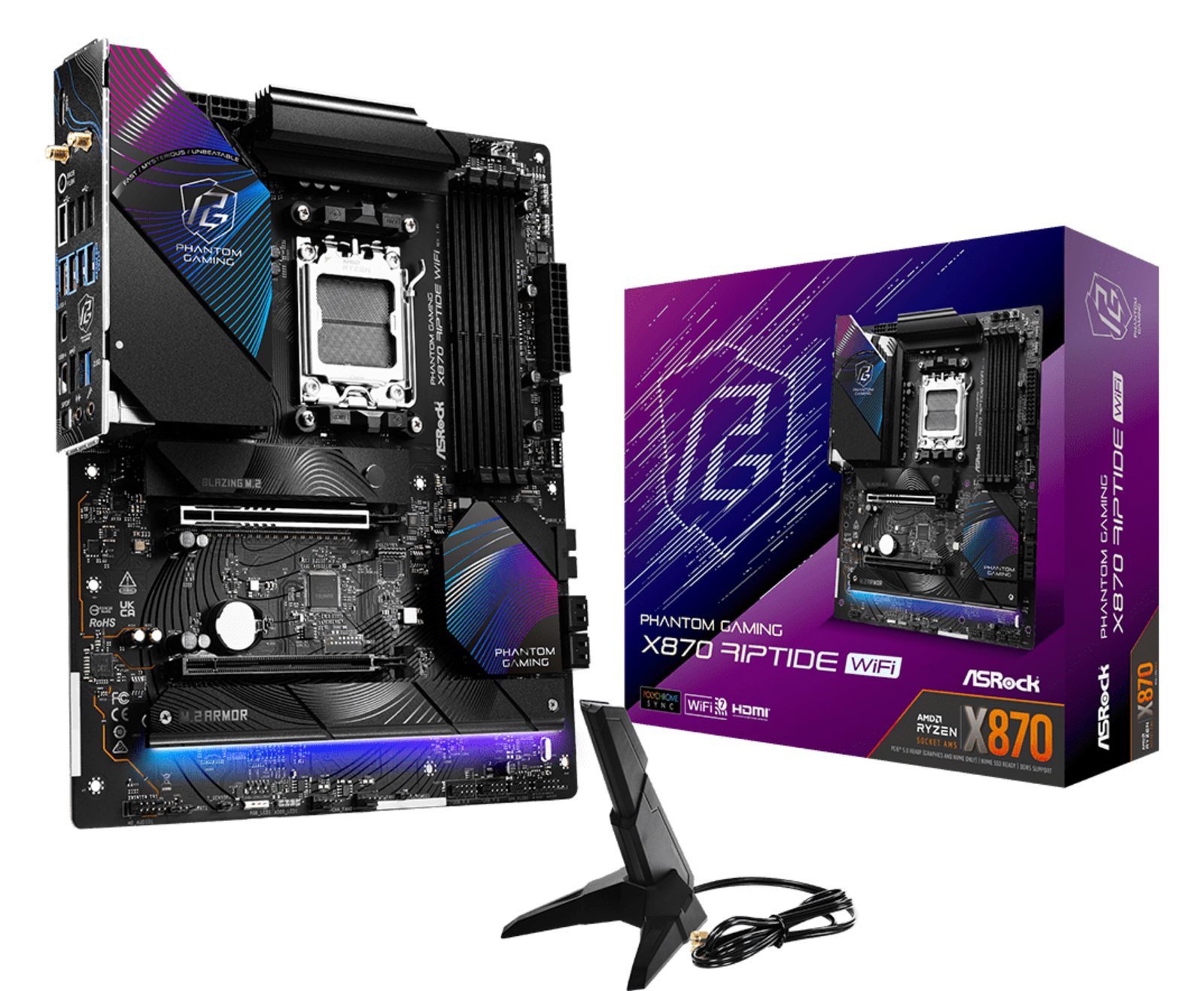 ASRock Phantom Gaming X870 RIPTIDE WiFi - Motherboard - ATX - Socket AM5 - AMD X870 Chipsatz - USB4, USB 3.2 Gen 1