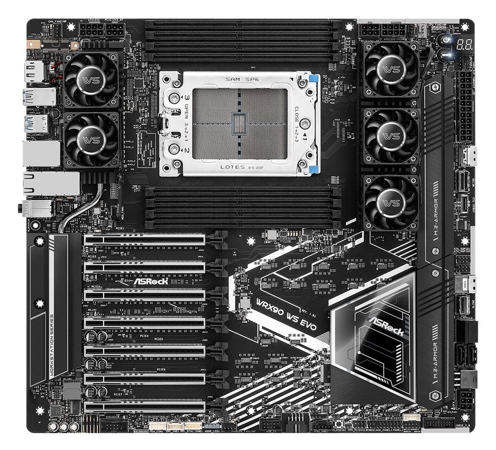 ASRock WRX90 WS EVO - Motherboard - E-ATX / SSI EEB - Socket sTR5 - AMD WRX90 Chipsatz - 10 Gigabit LAN - Onboard-Grafik