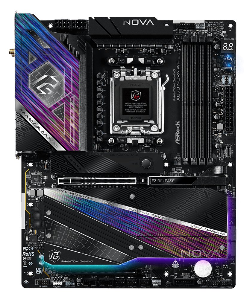ASRock X870 Nova WiFi AM5 ATX HDMI/USB-C DDR5 - Mainboard - AMD Sockel AM5 (Ryzen Zen4)