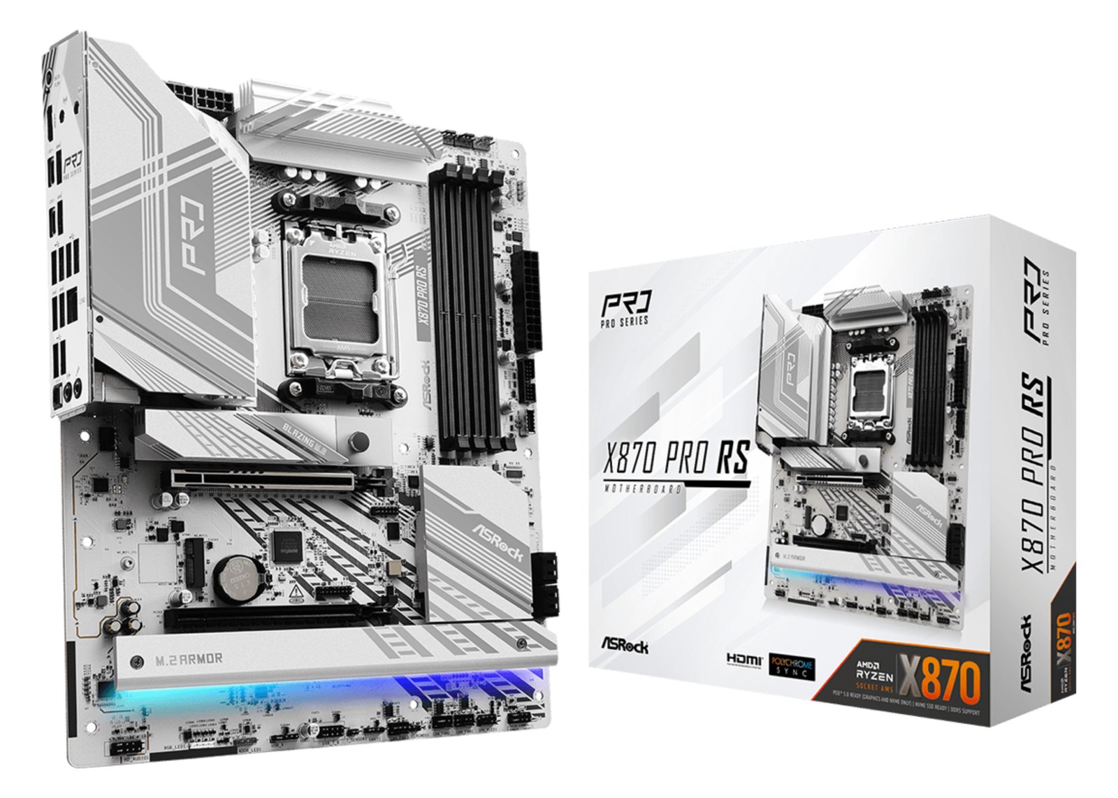ASRock X870 Pro RS - Motherboard - ATX - Socket AM5 - AMD X870 Chipsatz - USB4, USB 3.2 Gen 1, USB-C 3.2 Gen 2x2