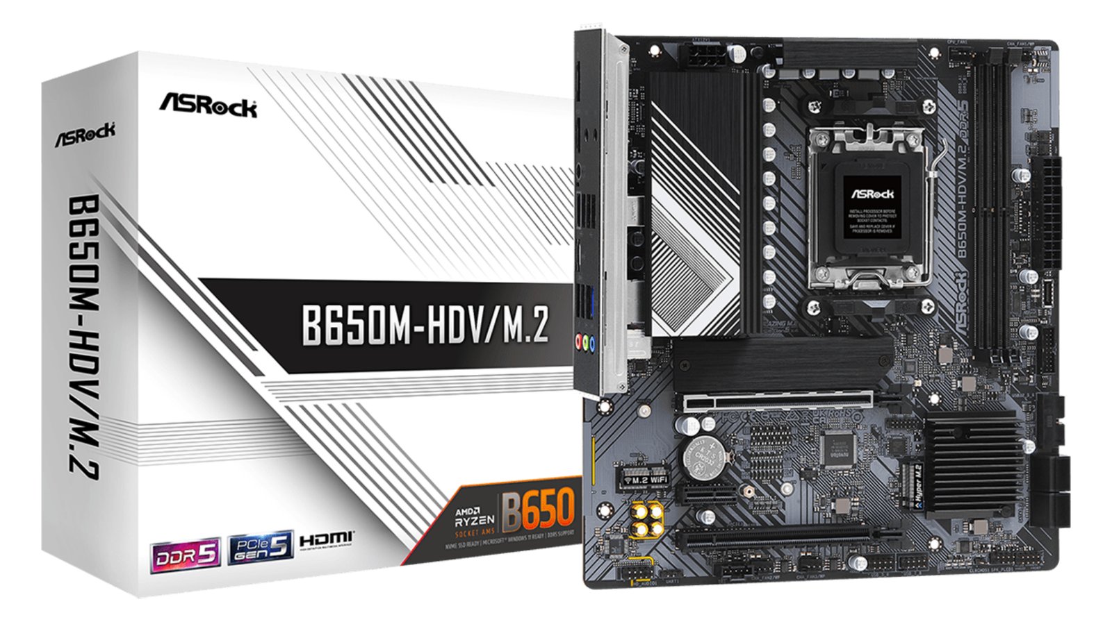 ASRock B650M-HDV/M.2, AMD, Sockel AM5, AMD Ryzen™ 7, DDR5-SDRAM, 64 GB, DIMM - mATX