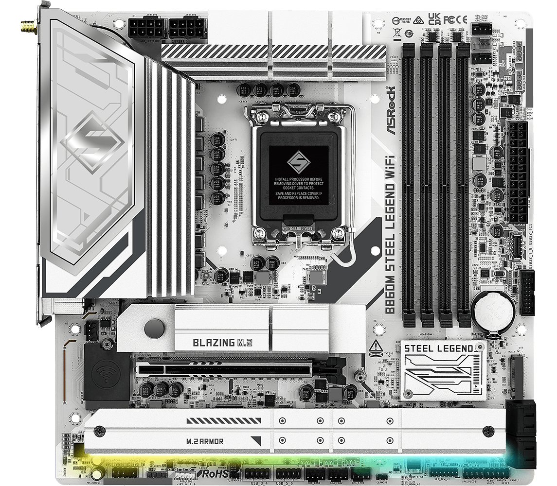 ASRock B860M STEEL LEGEND WIFI - Motherboard - micro ATX - LGA1851-Sockel - B860 Chipsatz
