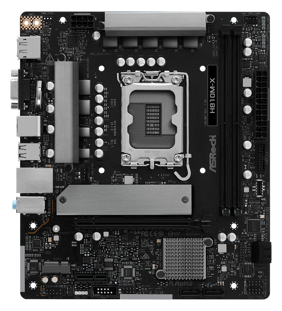 ASRock H810M-X - Motherboard - micro ATX - LGA1851-Sockel - H810 Chipsatz - 2.5 Gigabit LAN