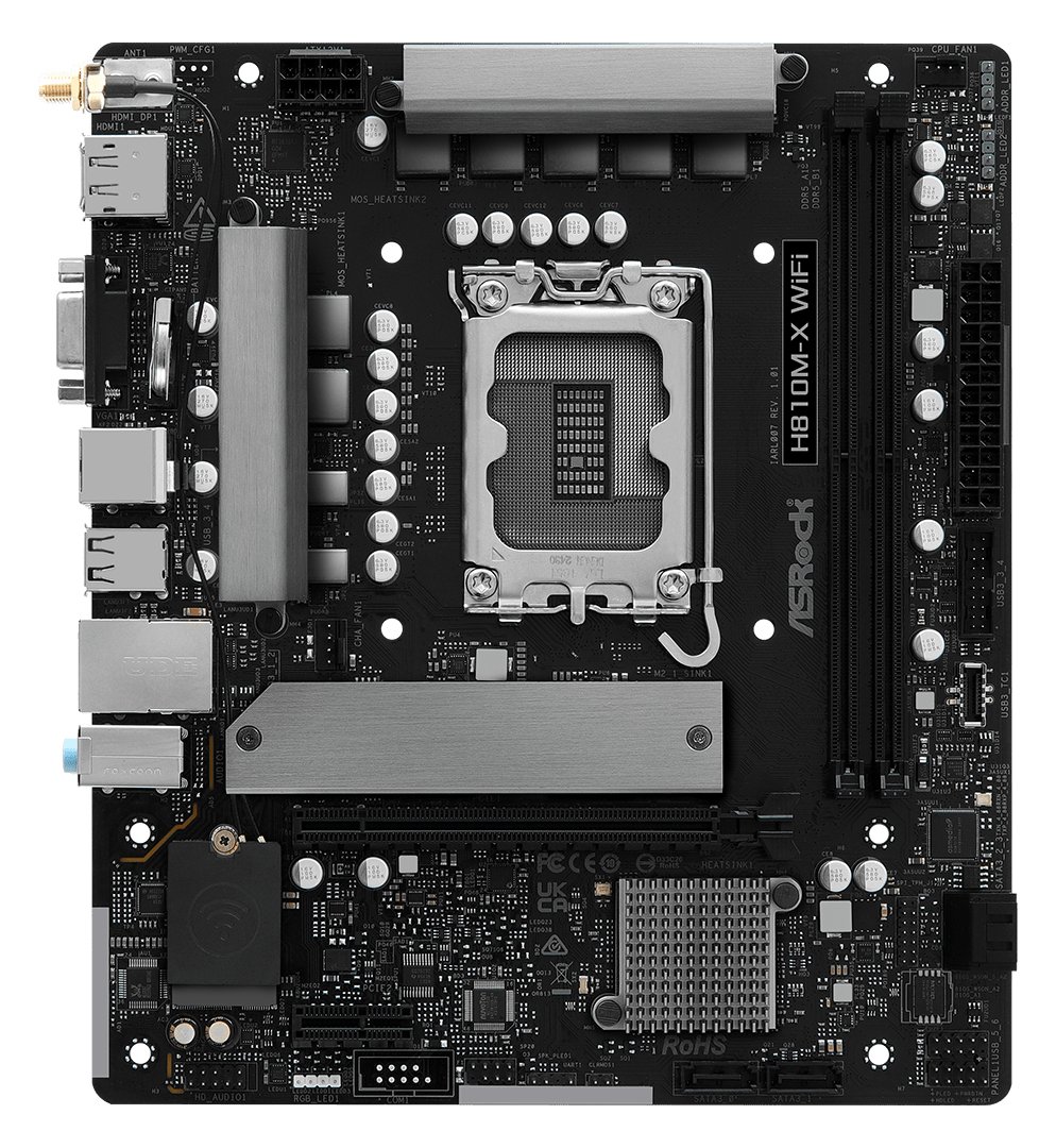 ASRock H810M-X WIFI - Motherboard - micro ATX - LGA1851-Sockel - H810 Chipsatz - 2.5 Gigabit LAN, Wi-Fi, Bluetooth