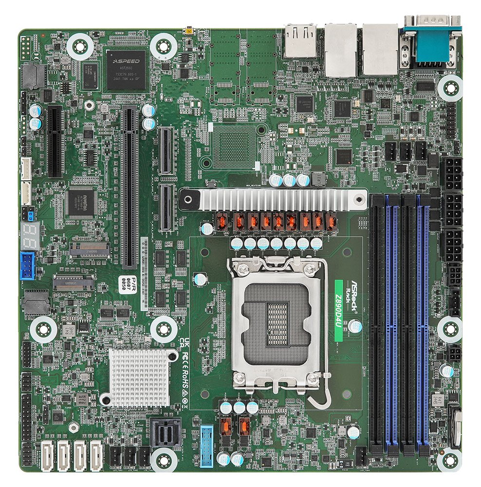 ASRock Z890D4U, Intel, LGA 1851 (Socket V1), Intel Core Ultra (Series 2), DDR5-SDRAM, 64 GB, DIMM - mATX
