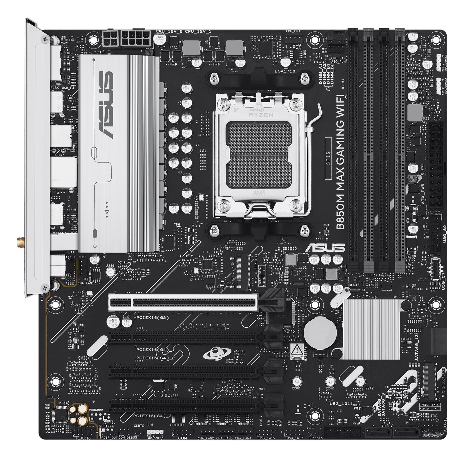 ASUS B850M MAX GAMING WIFI - Motherboard - micro ATX - Socket AM5 - AMD B850 Chipsatz - Wi-Fi 6, Bluetooth, Gigabit LAN