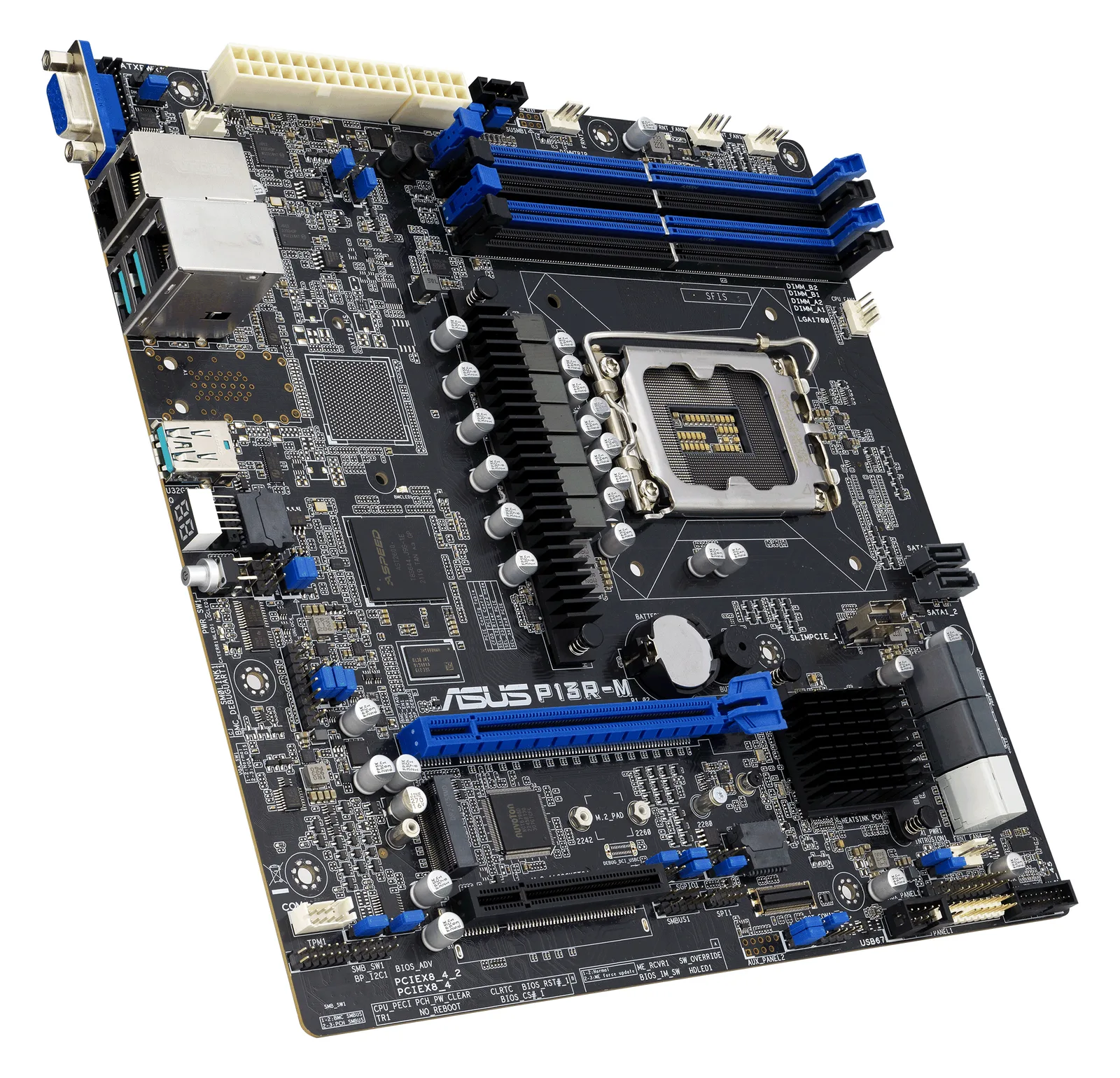 ASUS P13R-M - Motherboard - micro ATX - LGA1700-Sockel - C262 Chipsatz - USB 3.2 Gen 1, USB 3.2 Gen 2, Ansicht 3