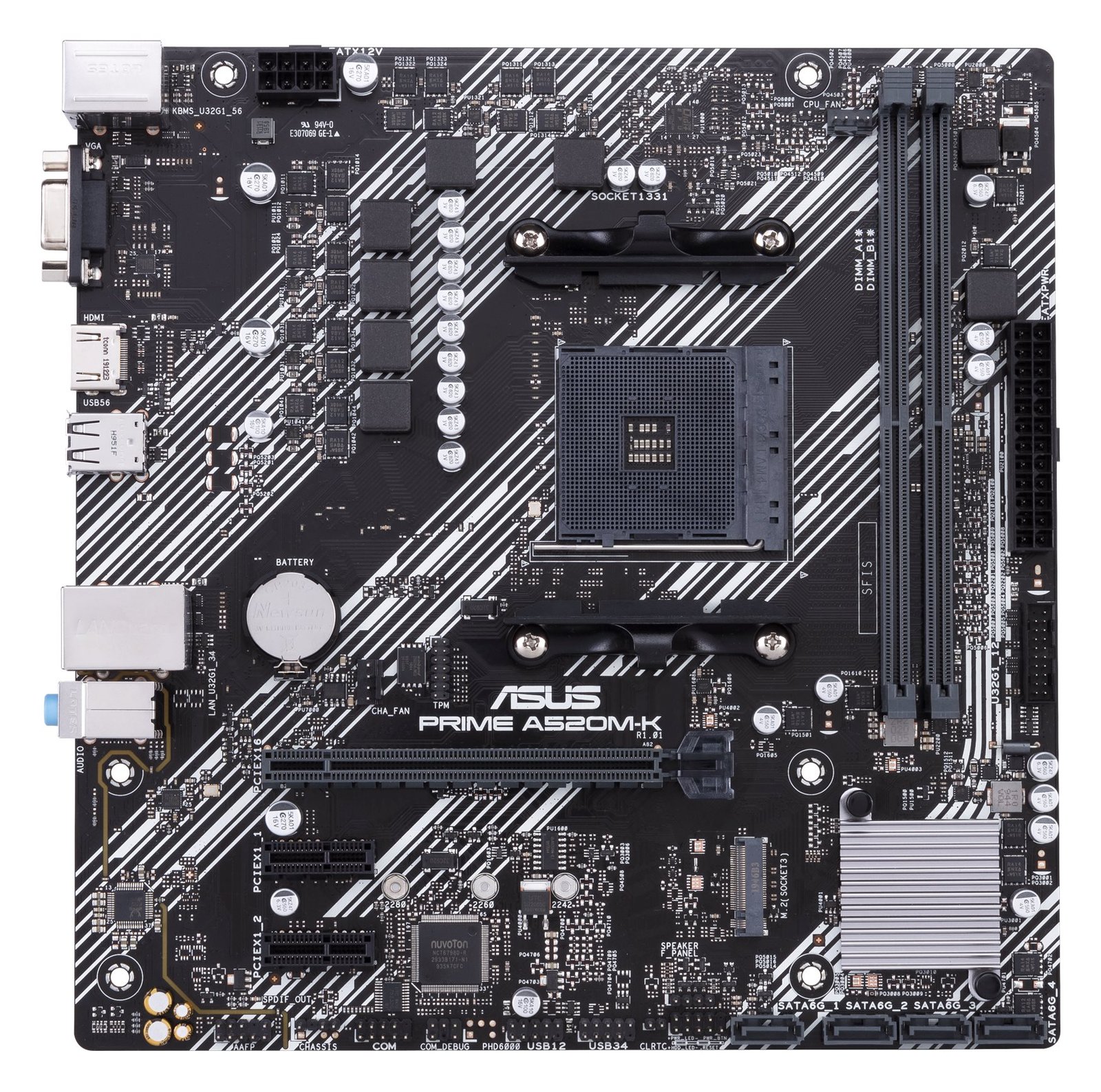 ASUS PRIME A520M-K - Motherboard - micro ATX - Socket AM4 - AMD A520 Chipsatz - USB 3.2 Gen 1 - Gigabit LAN