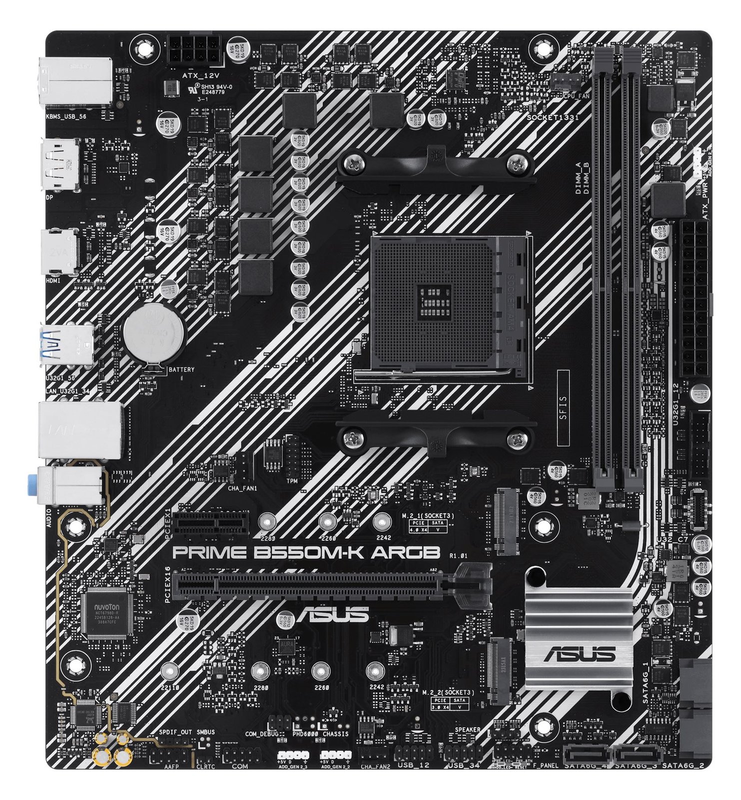 ASUS PRIME B550M-K ARGB - Motherboard - micro ATX - Socket AM4 - AMD B550 Chipsatz - USB 3.2 Gen 1 - Gigabit LAN