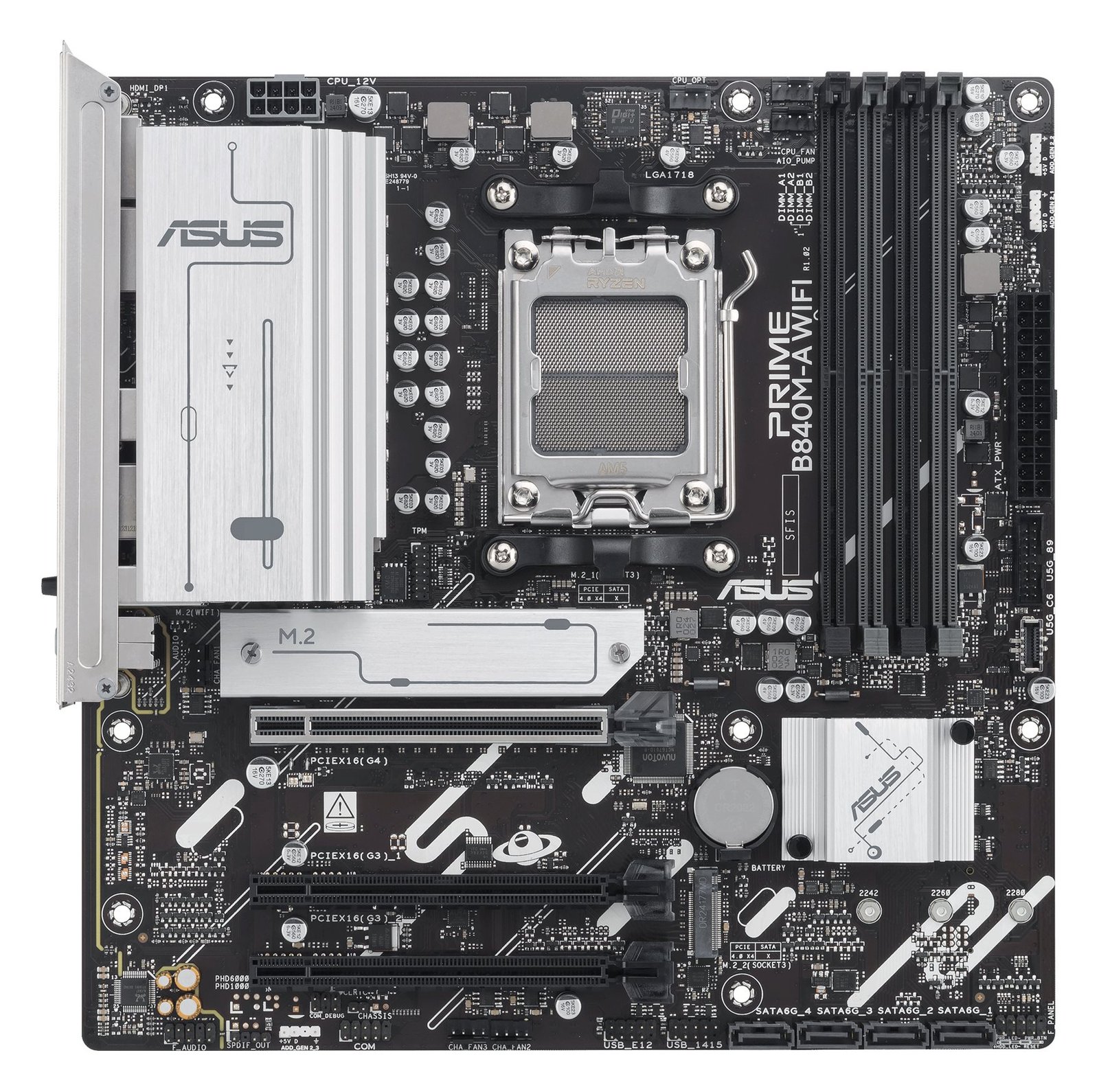 ASUS PRIME B840M-A-CSM - Motherboard - micro ATX - Socket AM5 - AMD B840 Chipsatz - Onboard-Grafik (CPU erforderlich)