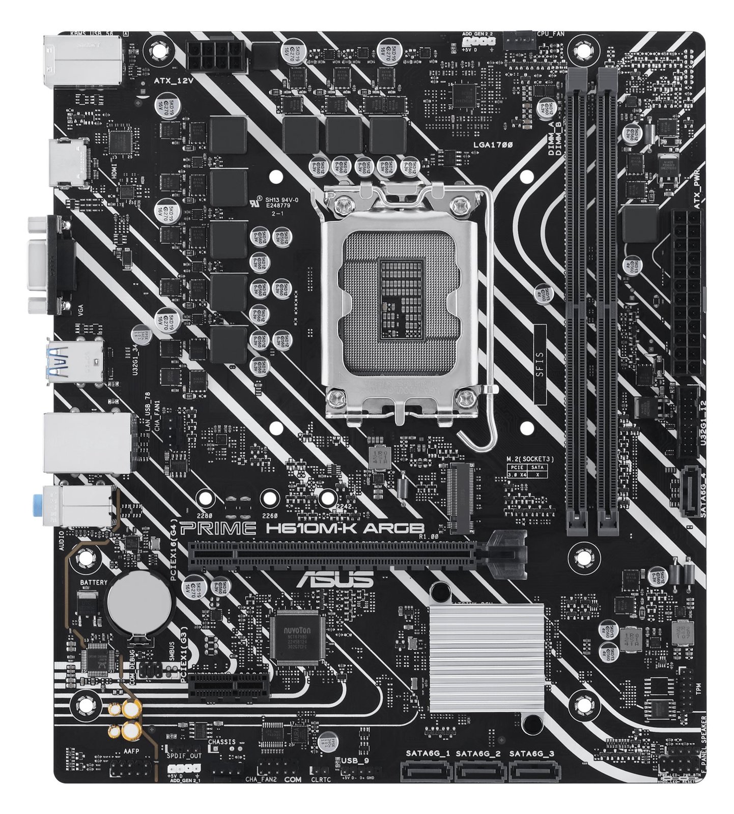 ASUS PRIME H610M-K ARGB - Motherboard - micro ATX - LGA1700-Sockel - H610 Chipsatz - USB 3.2 Gen 1 - Gigabit LAN