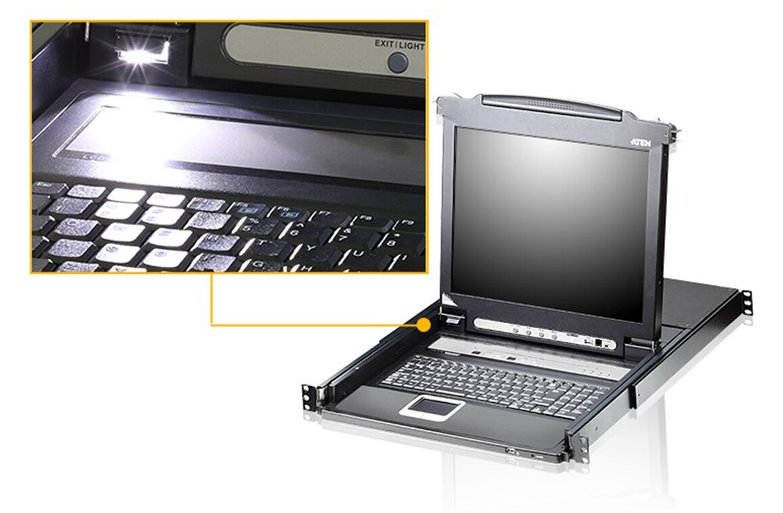 ATEN CL5708MW DE KVM-Switch 8-Port 17.3-LCD SingleRail PS/2-USB VGA