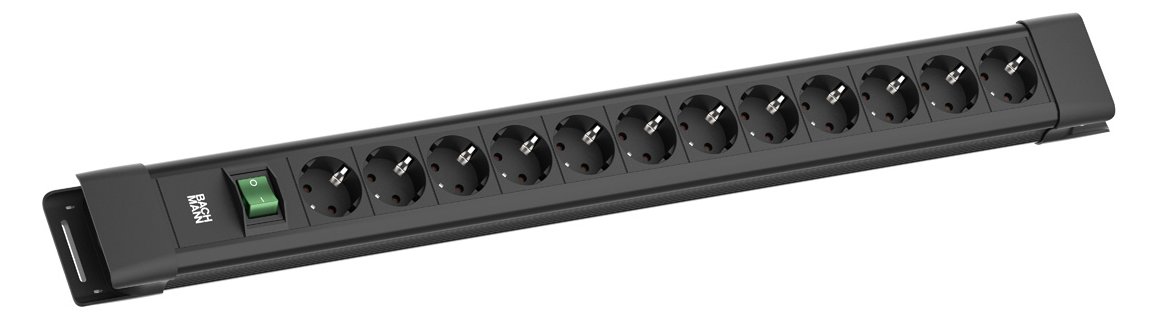 Bachmann CONNECTUS 12xCEE7/3 1xSchalter 2.0m CEE7/7 Schwarz