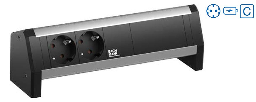 Bachmann Desk - Drinnen - Typ F - Aluminium - Kunststoff - 2 AC-Ausgänge - 1 Stück(e)