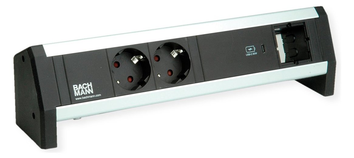 Bachmann DESK 1 - Steckdosenleiste - Wechselstrom 250 V - Ausgangsanschlüsse: 2 (2 x CEE 7/3, 24 pin USB-C)
