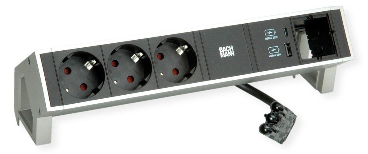 Bachmann DESK 2 3x CEE7/3 1xUSB-Charger 1x CM