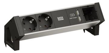 Bachmann DESK 2 ALU BLACK - Steckdosenleiste - Wechselstrom 250 V - Eingabe, Eingang GST18i3 - Ausgangsanschlüsse: 2 von LumaTech