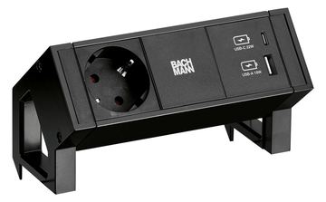 Bachmann DESK2 1x CEE7/3 USB A/C Charger Black von LumaTech