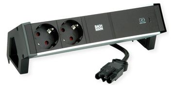Bachmann DESK2 ALU BLACK 937.3032xCEE7/3 1xUSBC 60W 0,2m GST18 von LumaTech