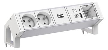 Bachmann DESK2 ALU WHITE 2xUTE 937.4151xCM 1xUSB A/C 22W 0 2m GST18 von LumaTech
