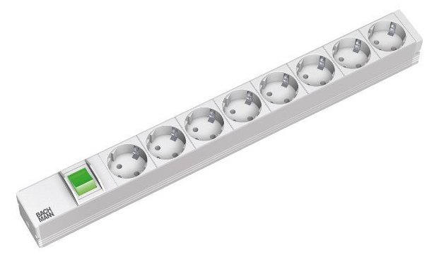 Bachmann Steckdosenleiste (Rack - einbaufähig) - Ausgangsanschlüsse: 8 - 1U - 48.3 cm (19)