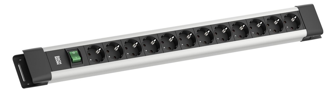 Bachmann Steckdosenleiste Connectus 12xCEE7/3 1xSchalter 2.0m CEE7/7 Grau