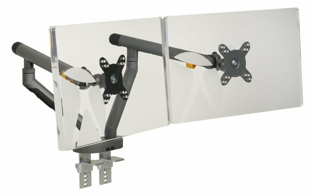 Bakker Elkhuizen Flexible Dual - Befestigungskit - einstellbarer Doppelarm - für 2 Monitore - Aluminium - Dunkelgrau