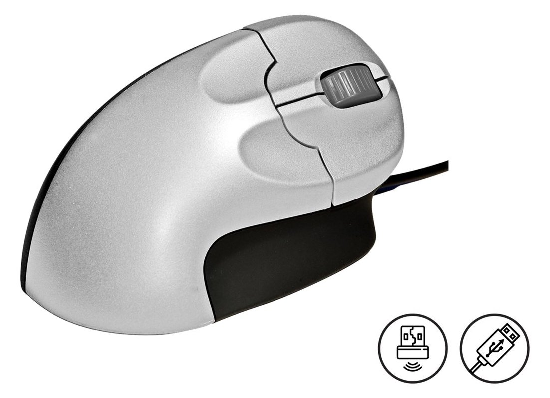Bakker Elkhuizen Grip Mouse - Maus - optisch - 3 Tasten - kabellos - kabelloser Empfänger (USB)