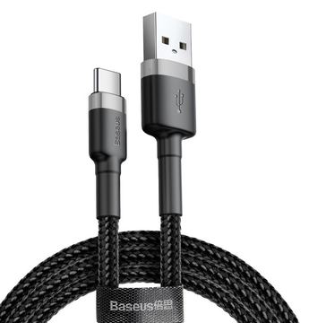 Baseus Cafule Cable USB Cable Durable Nylon Cable USB/USB-C QC3.0 2A 3M Black-Gray (CATKLF-UG1) Universal von LumaTech