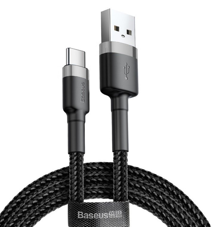Baseus Cafule Cable USB Cable Durable Nylon Cable USB/USB-C QC3.0 2A 3M Black-Gray (CATKLF-UG1) Universal