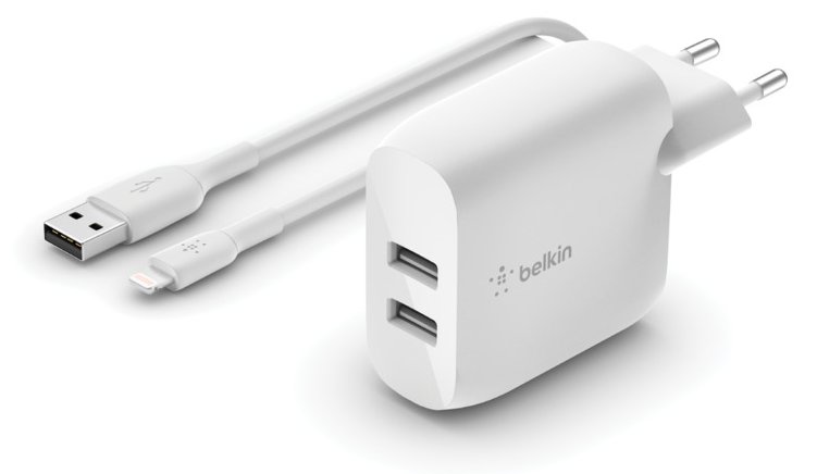 Belkin BoostCharge - Netzteil - 24 Watt - 2 Ausgabeanschlussstellen (USB)