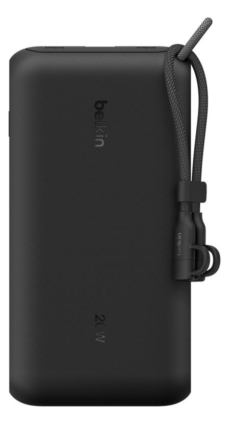 Belkin BoostCharge - Powerbank - mit Display - 20000 mAh - 20 Watt - PD - 3 Ausgabeanschlussstellen (2 x USB-C, USB) - Schwarz