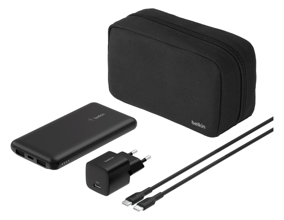 Belkin BoostCharge - Powerbank + AC-Netzteil - 10000 mAh - PD - 3 Ausgabeanschlussstellen (24 pin USB-C, 2 x USB)