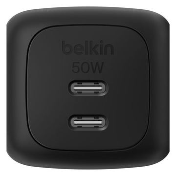 Belkin BoostCharge Pro - Netzteil - GaN - 50 Watt - Fast Charge, PD 3.1/PPS - 2 Ausgabeanschlussstellen (2 x USB-C) - Schwarz von LumaTech