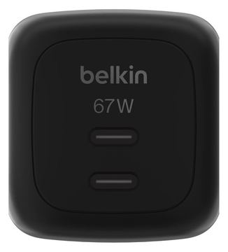 Belkin BoostCharge Pro - Netzteil - GaN - 67 Watt - Fast Charge, PD 3.1/PPS - 2 Ausgabeanschlussstellen (2 x USB-C) - Schwarz von LumaTech