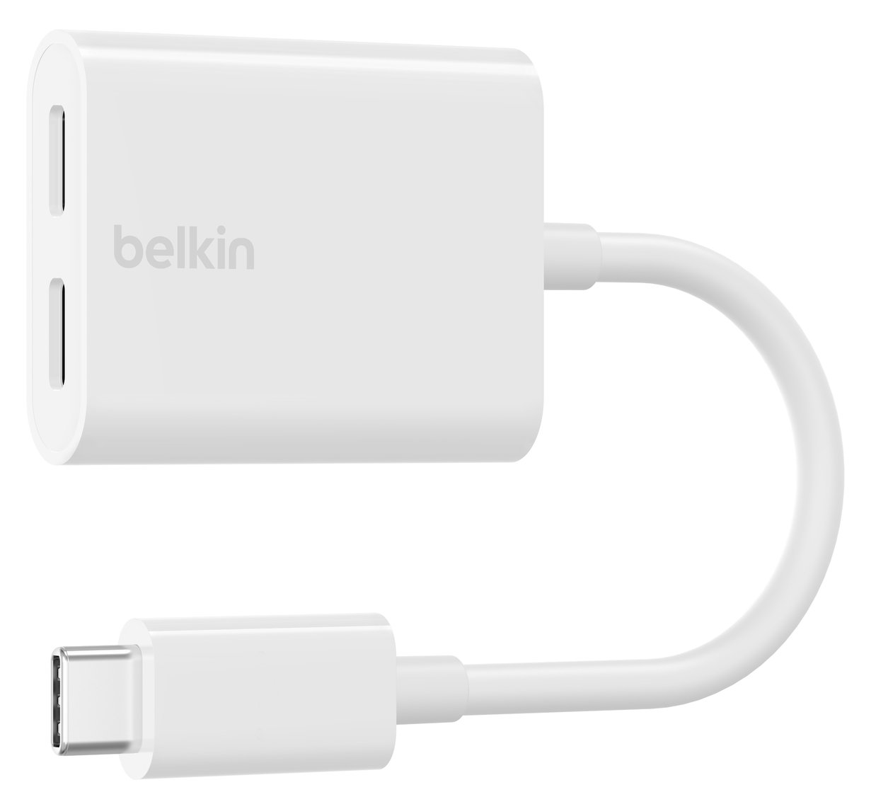 Belkin Connect Audio + Charge - USB-C auf USB-C Kopfhörer-/Ladeadapter - 24 pin USB-C männlich zu 24 pin USB-C weiblich - Weiß