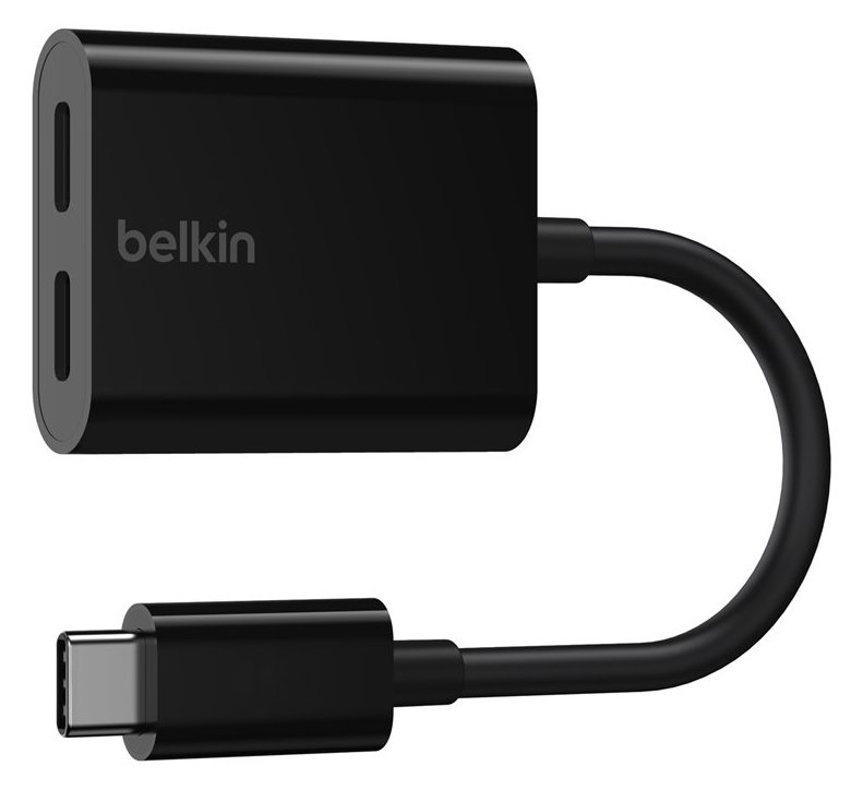 Belkin Connect Audio + Charge - USB-C auf USB-C Kopfhörer-/Ladeadapter - 24 pin USB-C männlich zu 24 pin USB-C weiblich - Schwarz