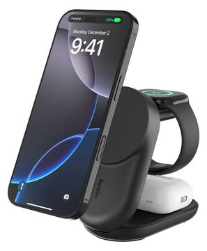 Belkin UltraCharge - Kabelloses Ladegerät - 3-in-1, magnetisch, faltbar, mit Qi2 + AC-Netzteil - Schwarz von LumaTech