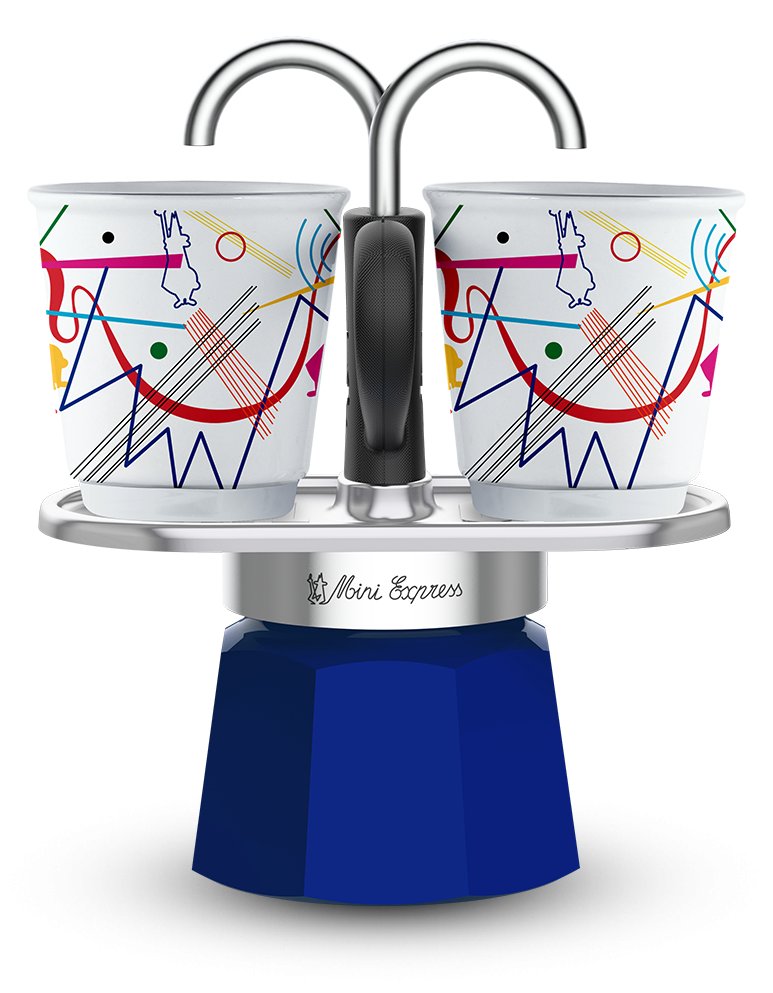 Bialetti Espressokocher Set Mini Express Kandinsky+ 2 Espressobecher