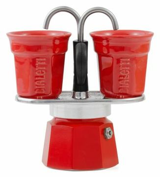 Bialetti Mini Express - Espressokocher-Set - rot+ 2 Becher in von LumaTech