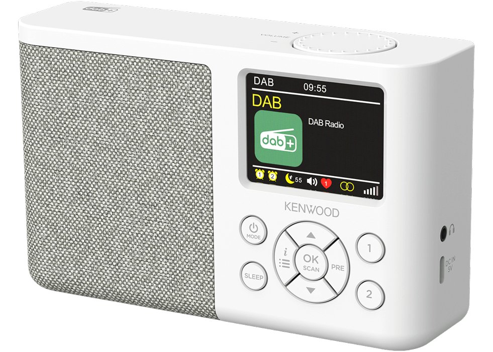 Kenwood CR-M33DAB-W - Tragbares DAB+ Radio mit Bluetooth, integriertem Li-Ion Akku & Farbdisplay, USB-C, Weiß