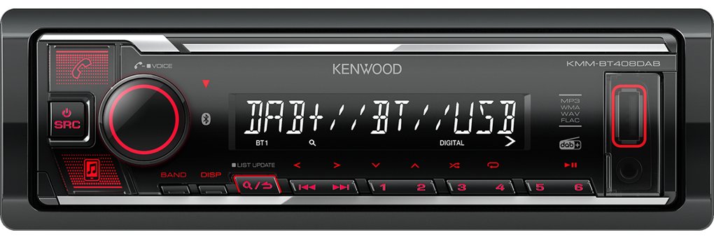 Kenwood Electronics KMM-BT408DAB - Schwarz - 1 DIN - 88 W - 4.0 Kanäle - 50 W - 20 - 20000 Hz von LumaTech
