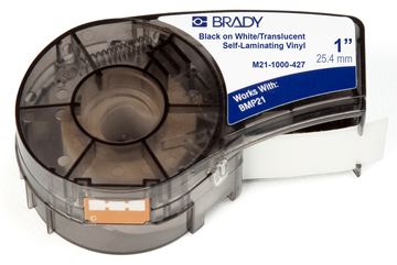 Brady Corporation Brady B-427 - Vinyl - matt - halbdurchsichtig, Schwarz auf Weiß - Rolle (2,54 cm x 4,27 m) von LumaTech