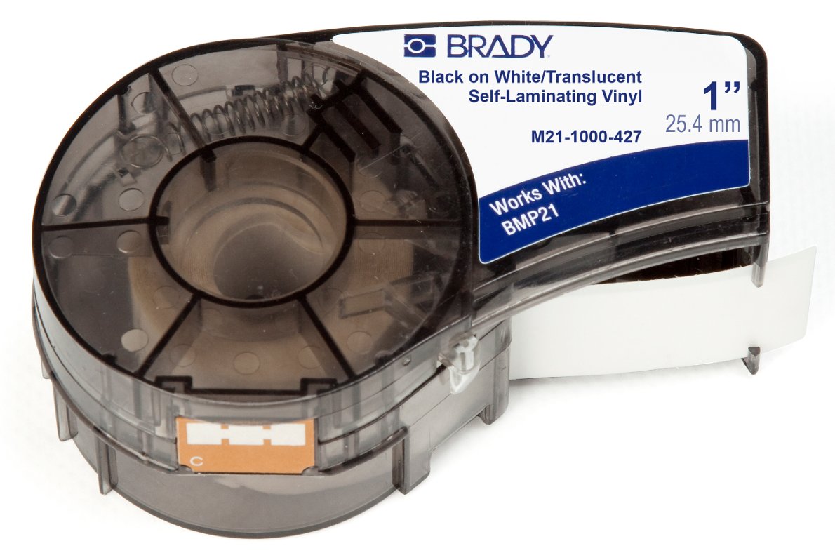 Brady Corporation Brady B-427 - Vinyl - matt - halbdurchsichtig, Schwarz auf Weiß - Rolle (2,54 cm x 4,27 m)