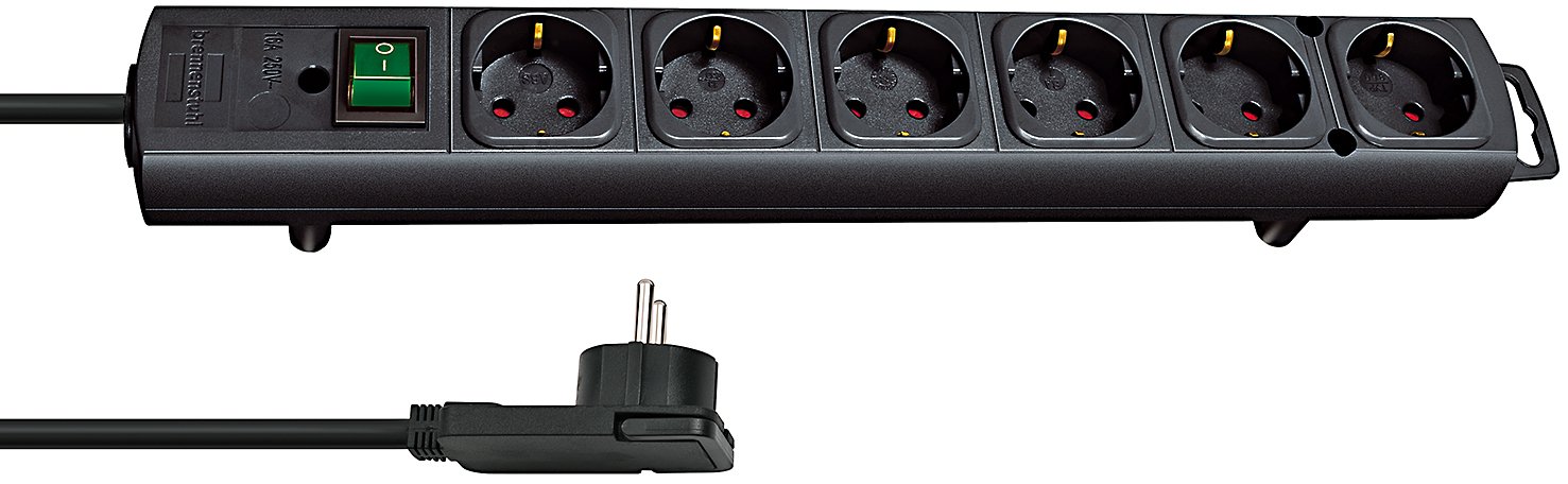 Brennenstuhl 1153300100 - 2 m - 6 AC-Ausgänge - Indoor - Schwarz - 420 mm - Schwarz