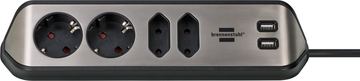 Brennenstuhl 1153590410 - 2 m - 4 AC-Ausgänge - Indoor - IP20 - Schwarz - Silber - 100 mm von LumaTech