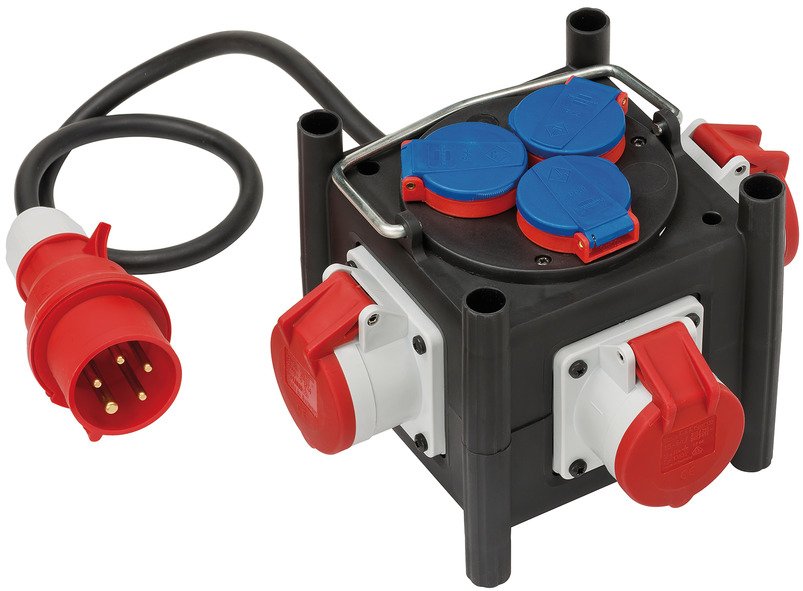 Brennenstuhl 1153680100 - 1 m - Draußen - IP44 - Kunststoff - Gummi - Schwarz - Blau - Rot - Weiß - 6 AC-Ausgänge